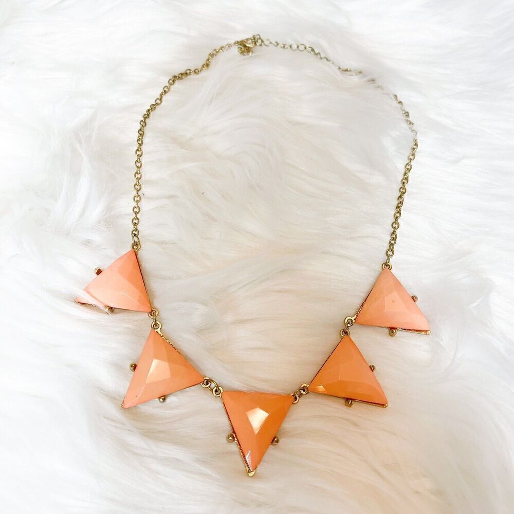 Triangle Peach Boho Geometric Gold Plated Necklace Size 21”